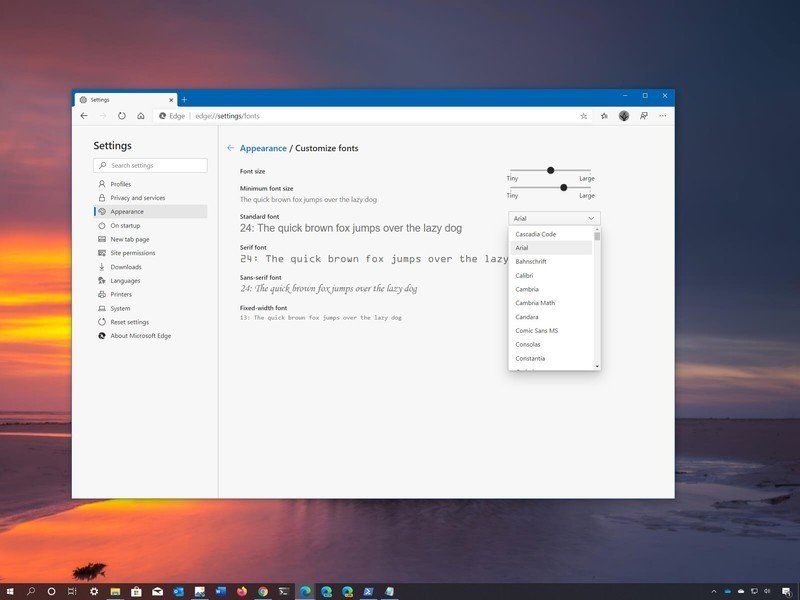 How To Change Default Fonts Settings On The New Microsoft Edge ...