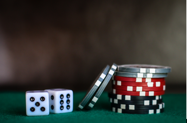 Poker chips on casino table